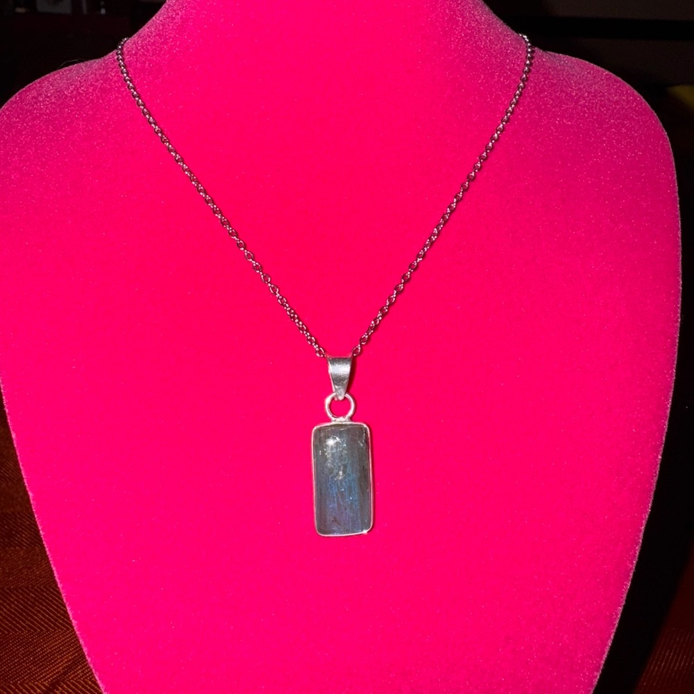 Sterling Silver 925 Plated Labradorite Pendant Necklace